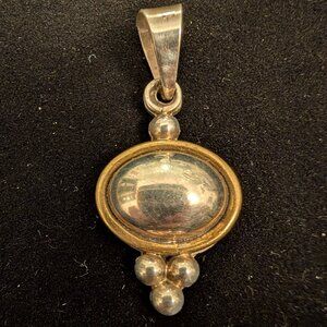 Vintage Laton Sterling Silver Brass Pendant Mexico